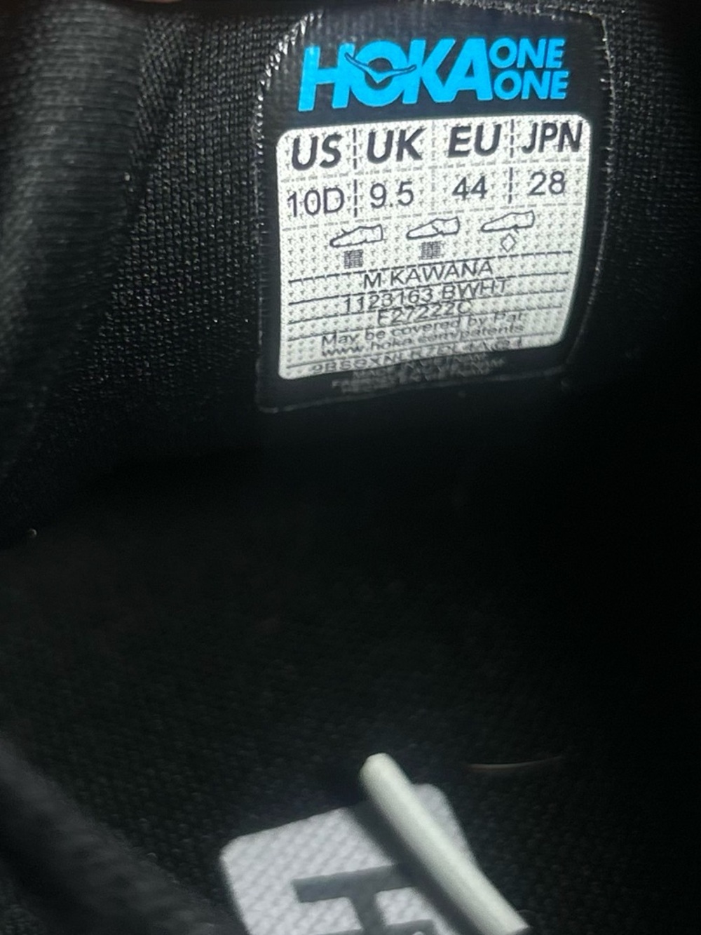 HOKA One One Kawana 'Black White Black Running Sneakers Size 10D - Picture 9 of 11